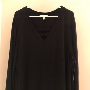 NEW with tags, Black V-Neck Long Sleeve Maxi Dress